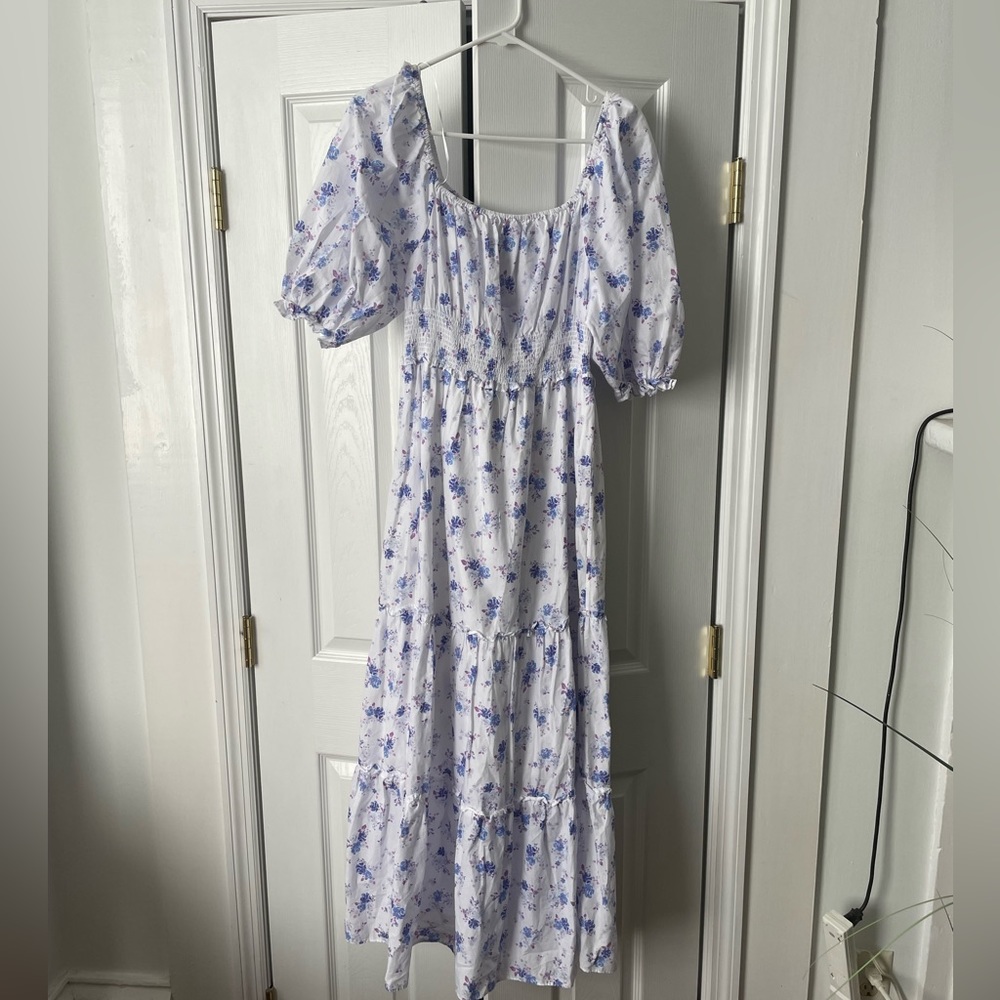 LoveShackFancy x Target Gemma White Floral Puff-Sleeve Maxi Dress S